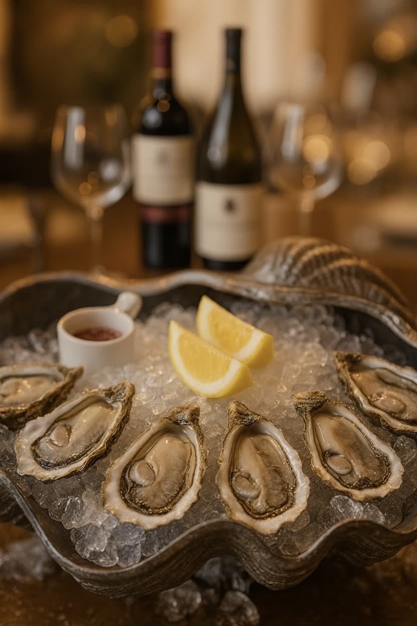 Fresh oysters at the beach club
