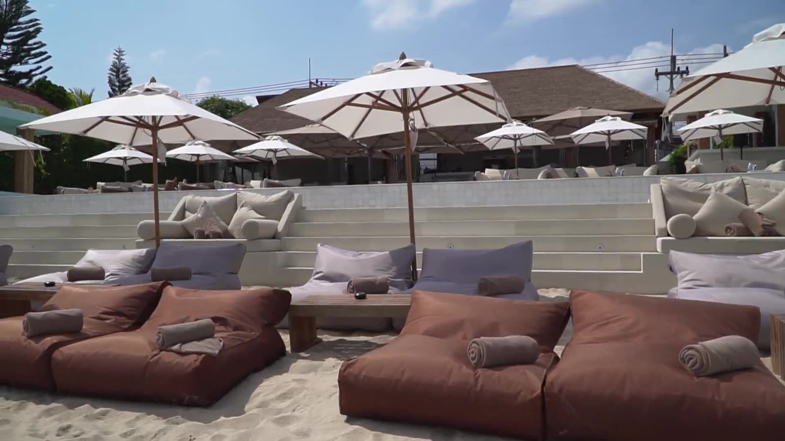 Loungers on the sand