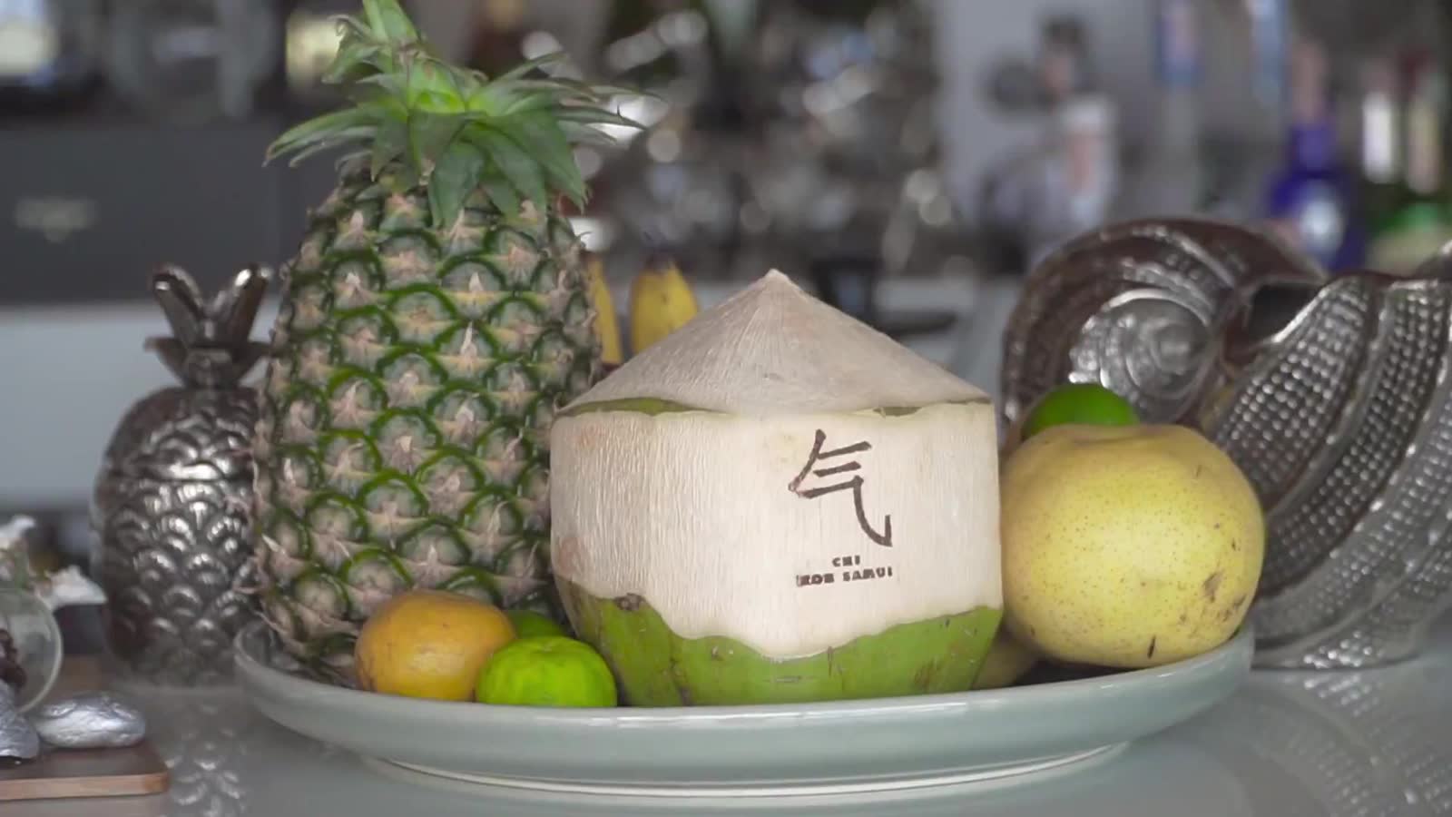 Fresh fruit and a Chi coconut